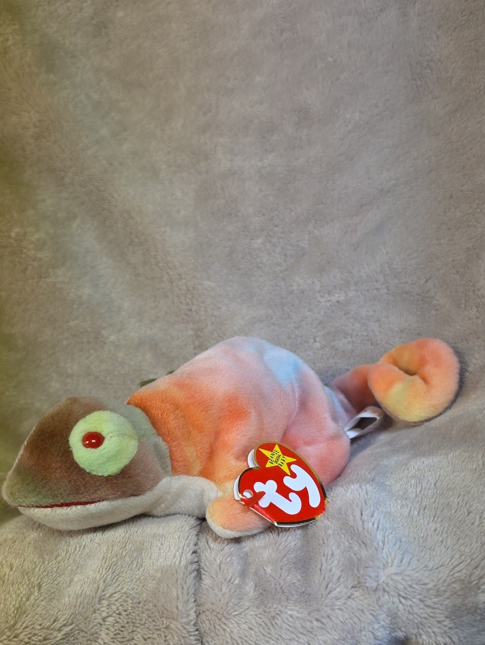 Ty Pastel Multicolor Chameleon Plush - Pink, Orange, Green Accents
